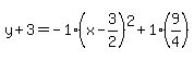 y%2B3=-1%28x-3%2F2%29%5E2%2B1%289%2F4%29