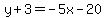 y%2B3=-5x-20