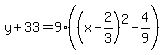 y%2B33=9%28%28x-2%2F3%29%5E2-4%2F9%29