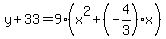 y%2B33=9%28x%5E2%2B%28-4%2F3%29x%29