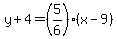 y%2B4=%285%2F6%29%28x-9%29