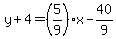y%2B4=%285%2F9%29x-40%2F9