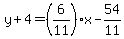 y%2B4=%286%2F11%29x-54%2F11