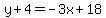 y%2B4=-3x%2B18
