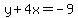 \"y%2B4x=-9\"
