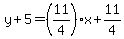 y%2B5=%2811%2F4%29x%2B11%2F4