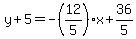 y%2B5=-%2812%2F5%29x%2B36%2F5