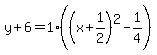y%2B6=1%28%28x%2B1%2F2%29%5E2-1%2F4%29