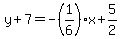 y%2B7=-%281%2F6%29x%2B5%2F2