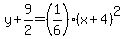 y%2B9%2F2=%281%2F6%29%28x%2B4%29%5E2