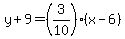 y%2B9=%283%2F10%29%28x-6%29
