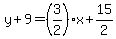 y%2B9=%283%2F2%29x%2B15%2F2
