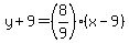 y%2B9=%288%2F9%29%28x-9%29