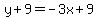 y%2B9=-3x%2B9