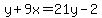 y%2B9x=21y-2