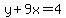 y%2B9x=4