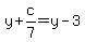 y%2Bc%2F7+=+y-3