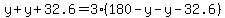 y%2By%2B32.6=3%28180-y-y-32.6%29