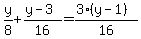 y%2F8+%2B+%28y-3%29%2F16=%283%28y-1%29%29%2F16