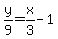 y%2F9=x%2F3-1