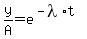 y%2FA=e%5E%28-lambda%2At%29