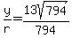 y%2Fr+=+13sqrt%28794%29%2F794