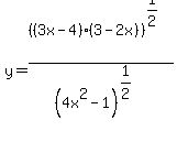 y=%28%283x-4%29%283-2x%29%29%5E%281%2F2%29%2F%284x%5E2-1%29%5E%281%2F2%29