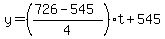 y=%28%28726-545%29%2F4%29t%2B545