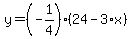 y=%28-1%2F4%29%2824-3%2Ax%29