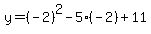 y=%28-2%29%5E2-5%28-2%29%2B11