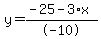 y=%28-25-3%2Ax%29%2F-10