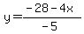 y=%28-28-4x%29%2F%28-5%29