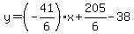y=%28-41%2F6%29x%2B205%2F6-38