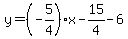 y=%28-5%2F4%29x-15%2F4-6