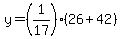 y=%281%2F17%29%2A%2826%2B42%29