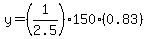 y=%281%2F2.5%29150%280.83%29