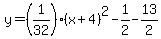 y=%281%2F32%29%28x%2B4%29%5E2-1%2F2-13%2F2