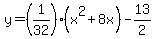 y=%281%2F32%29%28x%5E2%2B8x%29-13%2F2