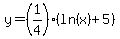 y=%281%2F4%29%2A%28ln%28x%29%2B5%29
