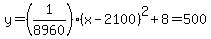 y=%281%2F8960%29%28x-2100%29%5E2%2B8=500