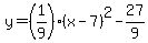 y=%281%2F9%29%28x-7%29%5E2-27%2F9