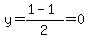 y=%281-1%29%2F2=0