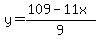 y=%28109-11x%29%2F9