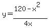 y=%28120-x%5E2%29%2F%284x%29