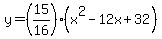 y=%2815%2F16%29%28x%5E2-12x%2B32%29