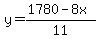 y=%281780-8x%29%2F11