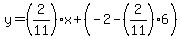 y=%282%2F11%29x%2B%28-2-%282%2F11%29%2A6%29