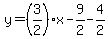 y=%283%2F2%29x-9%2F2-4%2F2