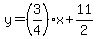 y=%283%2F4%29x%2B11%2F2