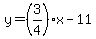 y=%283%2F4%29x-11